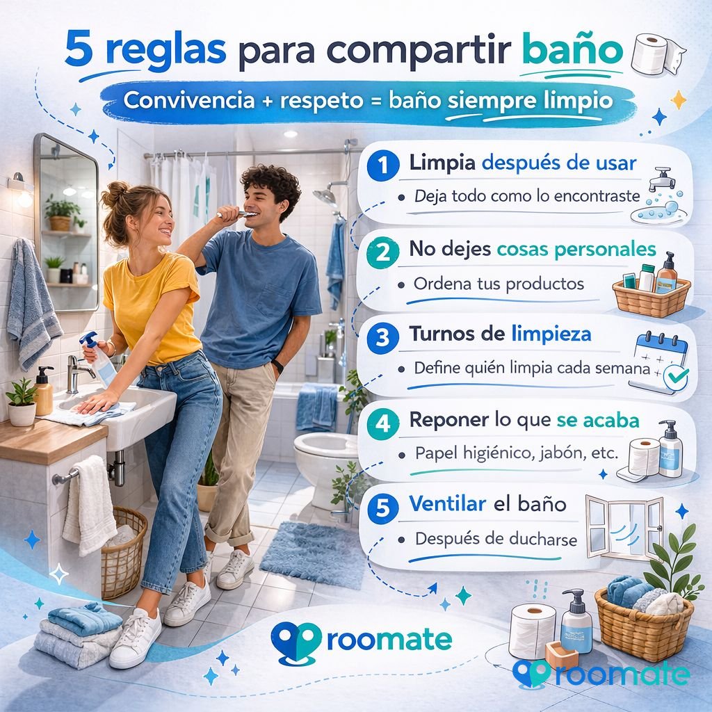 Reglas para compartir el baño entre roomies